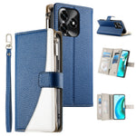 Leather Case For Honor X5c Plus 4G  /  X5c 4G  /  Play10A 4G Zipper Wallet Color Splicing Flip Phone Cover with Straps