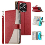 Leather Case For Honor X5c Plus 4G  /  X5c 4G  /  Play10A 4G Zipper Wallet Color Splicing Flip Phone Cover with Straps