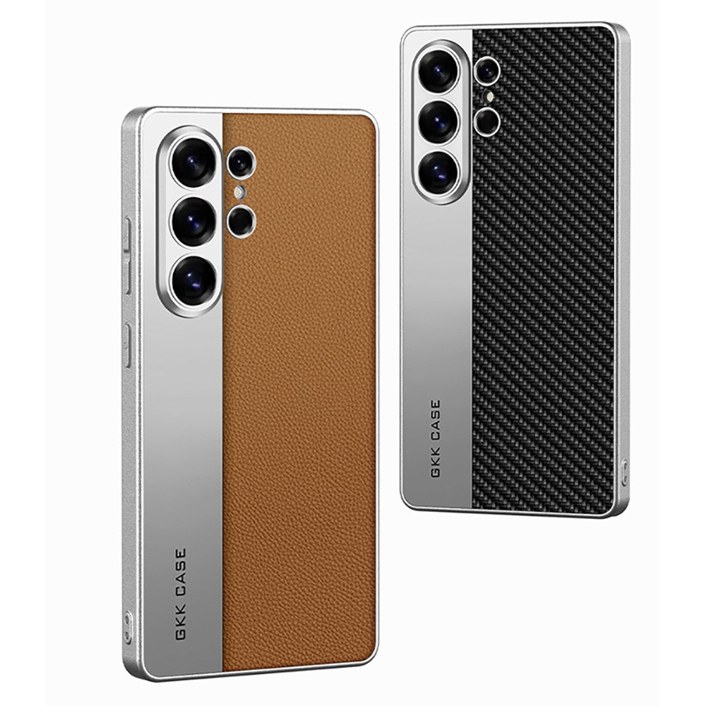 GKK For Samsung Galaxy S26 Ultra Case Electroplated PU Leather + PC + TPU Matte Phone Back Cover