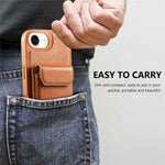 CASENEO For iPhone 17e / 16e Magnetic Case PU Leather PC Phone Cover with Detachable Card Holder Kickstand Compatible with MagSafe