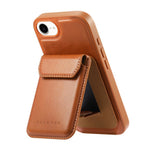 CASENEO For iPhone 17e / 16e Magnetic Case PU Leather PC Phone Cover with Detachable Card Holder Kickstand Compatible with MagSafe