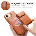 CASENEO For iPhone 17e / 16e Magnetic Case PU Leather PC Phone Cover with Detachable Card Holder Kickstand Compatible with MagSafe