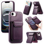 CASENEO For iPhone 17e / 16e Magnetic Case PU Leather PC Phone Cover with Detachable Card Holder Kickstand Compatible with MagSafe