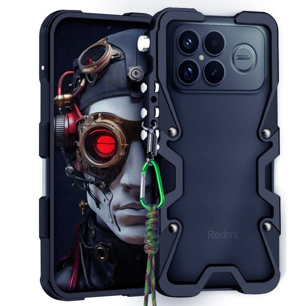 Stötfångarskal till Xiaomi Poco F8 Ultra / Redmi K90 Pro Max 5G i aluminiumlegering med metall och rem