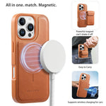 CASENEO For iPhone 16 Pro Max Magnetic Case PU Leather PC Phone Cover with Detachable Card Holder Kickstand Compatible with MagSafe