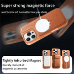 CASENEO For iPhone 16 Pro Max Magnetic Case PU Leather PC Phone Cover with Detachable Card Holder Kickstand Compatible with MagSafe