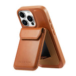 CASENEO For iPhone 16 Pro Max Magnetic Case PU Leather PC Phone Cover with Detachable Card Holder Kickstand Compatible with MagSafe