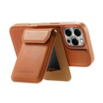 CASENEO For iPhone 16 Pro Max Magnetic Case PU Leather PC Phone Cover with Detachable Card Holder Kickstand Compatible with MagSafe