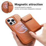 CASENEO For iPhone 16 Pro Max Magnetic Case PU Leather PC Phone Cover with Detachable Card Holder Kickstand Compatible with MagSafe