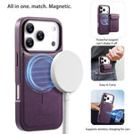 CASENEO Magnetiskt fodral för iPhone 18 Pro / 17 Pro PU-läder PC-mobilskal med avtagbart korthållare, stöd, kompatibelt med MagSafe