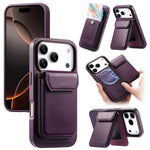 CASENEO Magnetiskt fodral för iPhone 18 Pro / 17 Pro PU-läder PC-mobilskal med avtagbart korthållare, stöd, kompatibelt med MagSafe