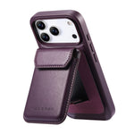 CASENEO Magnetiskt fodral för iPhone 18 Pro / 17 Pro PU-läder PC-mobilskal med avtagbart korthållare, stöd, kompatibelt med MagSafe