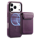 CASENEO Magnetiskt fodral för iPhone 18 Pro / 17 Pro PU-läder PC-mobilskal med avtagbart korthållare, stöd, kompatibelt med MagSafe