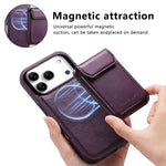 CASENEO Magnetiskt fodral för iPhone 18 Pro / 17 Pro PU-läder PC-mobilskal med avtagbart korthållare, stöd, kompatibelt med MagSafe