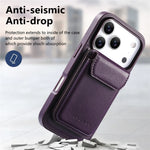 CASENEO Magnetiskt fodral för iPhone 18 Pro / 17 Pro PU-läder PC-mobilskal med avtagbart korthållare, stöd, kompatibelt med MagSafe