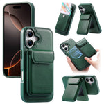 CASENEO For iPhone 17 Magnetic Case PU Leather PC Phone Cover with Detachable Card Holder Kickstand Compatible with MagSafe