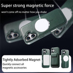 CASENEO For iPhone 17 Magnetic Case PU Leather PC Phone Cover with Detachable Card Holder Kickstand Compatible with MagSafe