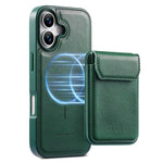 CASENEO For iPhone 17 Magnetic Case PU Leather PC Phone Cover with Detachable Card Holder Kickstand Compatible with MagSafe
