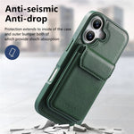 CASENEO For iPhone 17 Magnetic Case PU Leather PC Phone Cover with Detachable Card Holder Kickstand Compatible with MagSafe