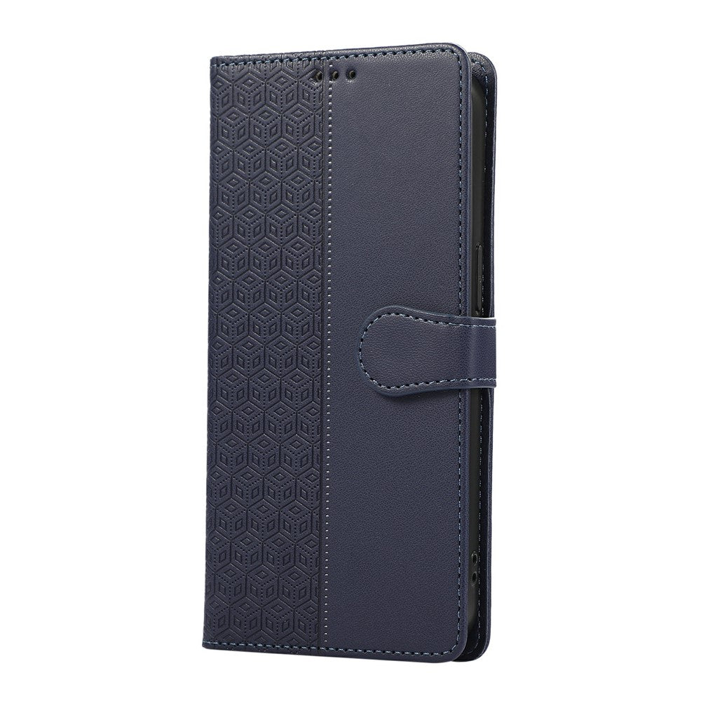 Phone Case For Honor Magic8 Lite 5G  /  X9d 5G  /  X70 5G Splicing Imprinted Rhombus Leather Cover with Wrist Strap