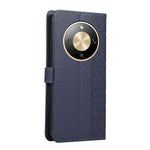 Phone Case For Honor Magic8 Lite 5G  /  X9d 5G  /  X70 5G Splicing Imprinted Rhombus Leather Cover with Wrist Strap