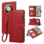 Phone Case For Honor Magic8 Lite 5G  /  X9d 5G  /  X70 5G Multi Card Slots Zipper Leather Phone Cover with Wrist Strap