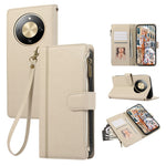 Phone Case For Honor Magic8 Lite 5G  /  X9d 5G  /  X70 5G Multi Card Slots Zipper Leather Phone Cover with Wrist Strap