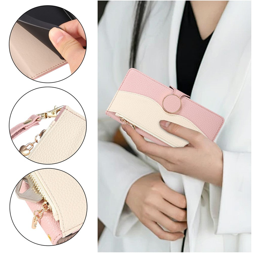 Phone Case For Honor Magic8 Lite 5G  /  X9d 5G  /  X70 5G Zipper Wallet Color Splicing TPU PU Leather Flip Phone Cover with Strap