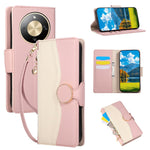 Phone Case For Honor Magic8 Lite 5G  /  X9d 5G  /  X70 5G Zipper Wallet Color Splicing TPU PU Leather Flip Phone Cover with Strap