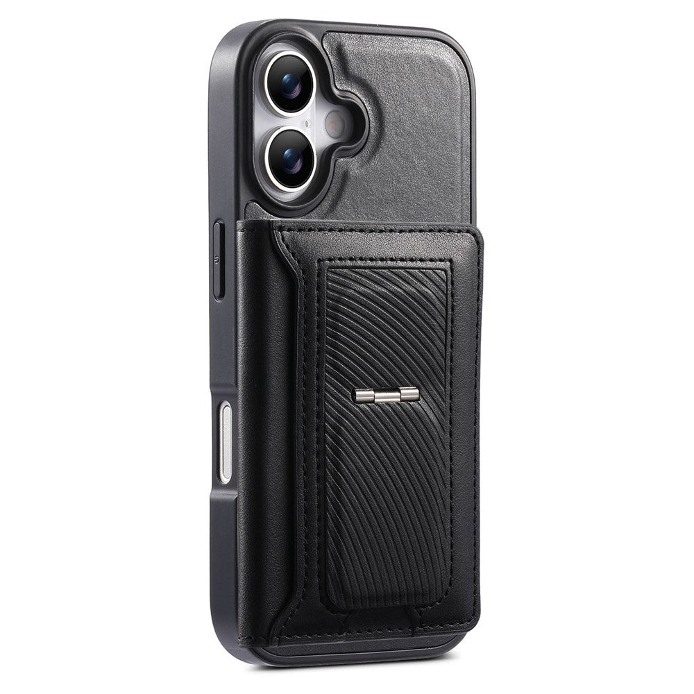 CASENEO For iPhone 17 Detachable Magnetic Phone Case with Card Holder Kickstand TPU PU Leather PC Phone Cover Compatible with MagSafe