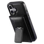 CASENEO For iPhone 17 Detachable Magnetic Phone Case with Card Holder Kickstand TPU PU Leather PC Phone Cover Compatible with MagSafe