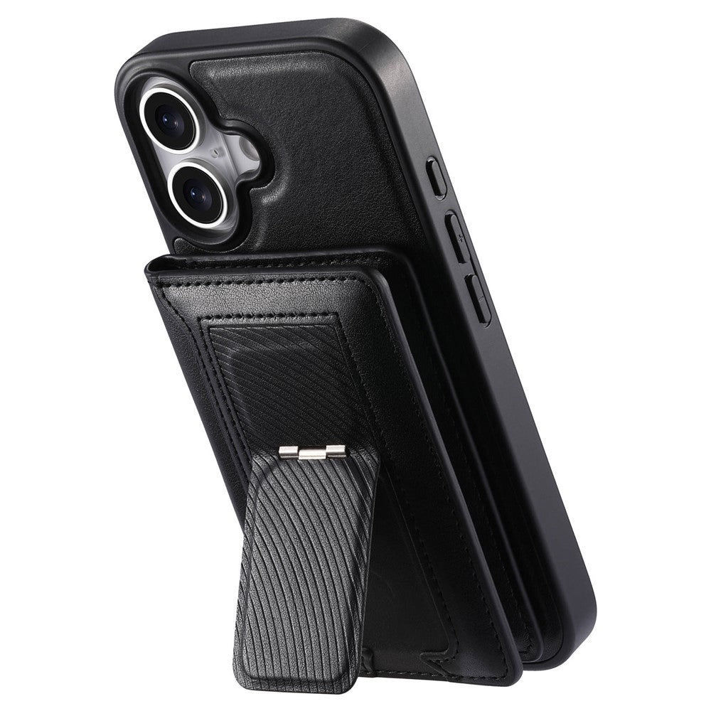 CASENEO For iPhone 17 Detachable Magnetic Phone Case with Card Holder Kickstand TPU PU Leather PC Phone Cover Compatible with MagSafe