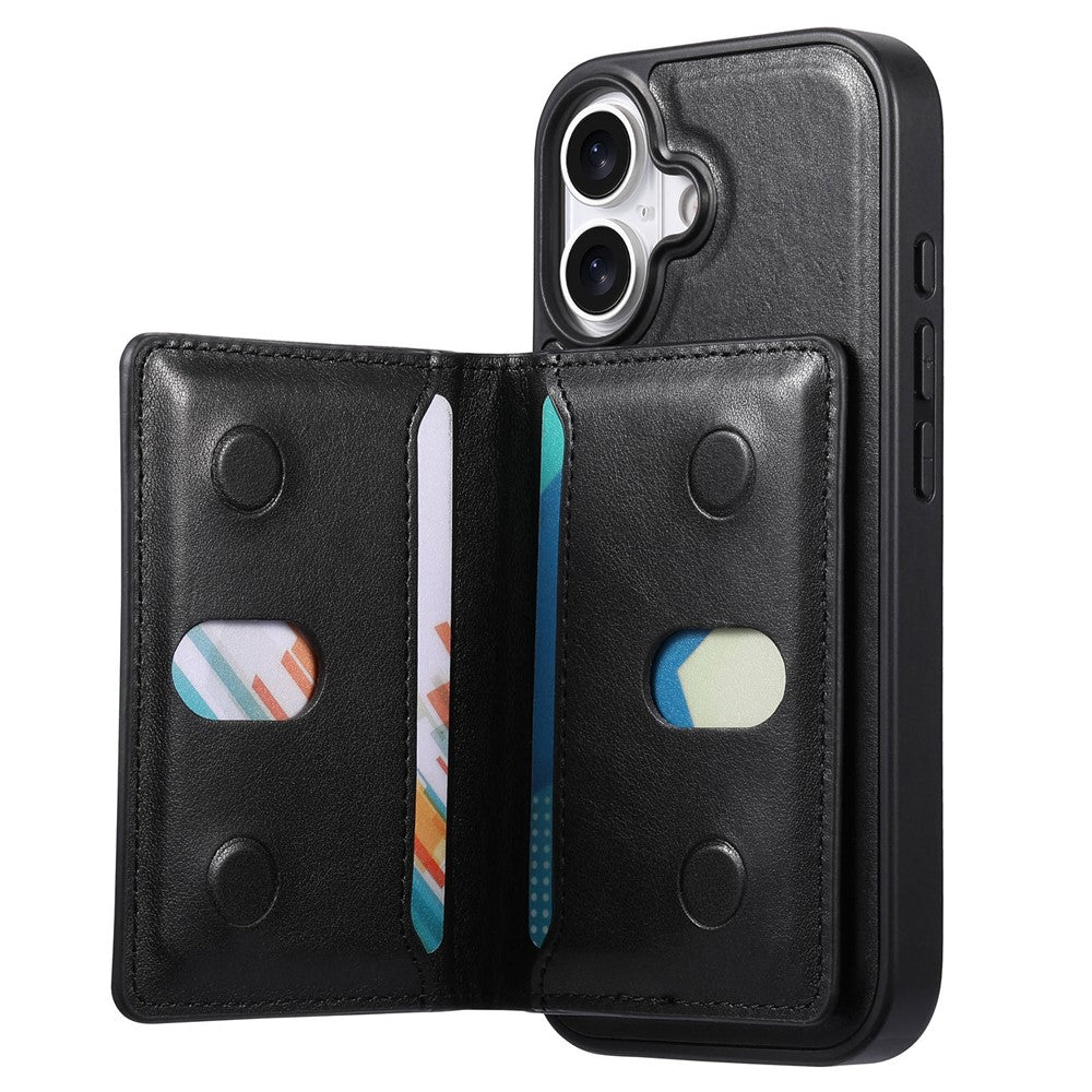 CASENEO For iPhone 17 Detachable Magnetic Phone Case with Card Holder Kickstand TPU PU Leather PC Phone Cover Compatible with MagSafe