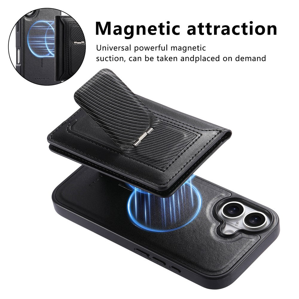 CASENEO For iPhone 17 Detachable Magnetic Phone Case with Card Holder Kickstand TPU PU Leather PC Phone Cover Compatible with MagSafe