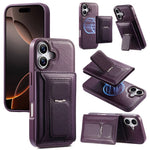 CASENEO For iPhone 17 Detachable Magnetic Phone Case with Card Holder Kickstand TPU PU Leather PC Phone Cover Compatible with MagSafe