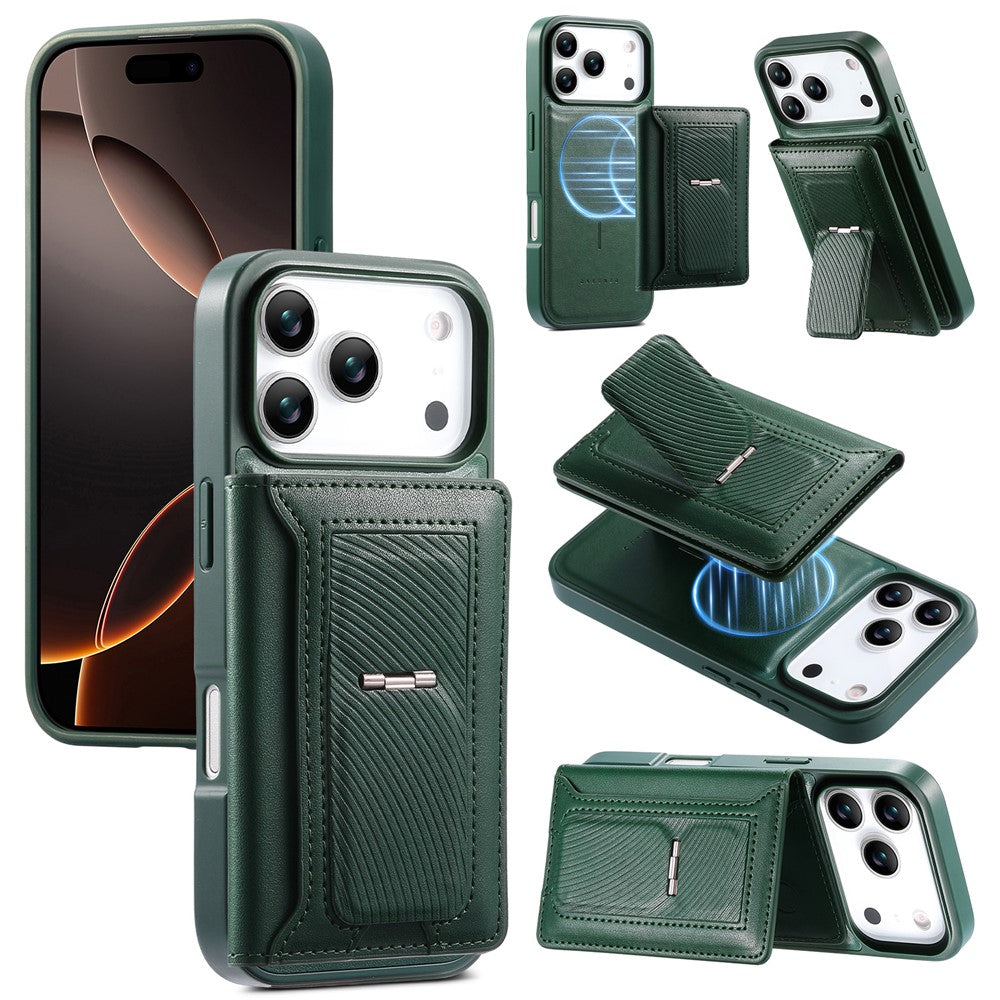 CASENEO For iPhone 18 Pro Max / 17 Pro Max Detachable Magnetic Phone Case with Card Holder Kickstand TPU PU Leather PC Phone Cover Compatible with MagSafe