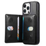 CASENEO For iPhone 16 Pro Detachable Magnetic Phone Case with Card Holder Kickstand TPU PU Leather PC Phone Cover Compatible with MagSafe