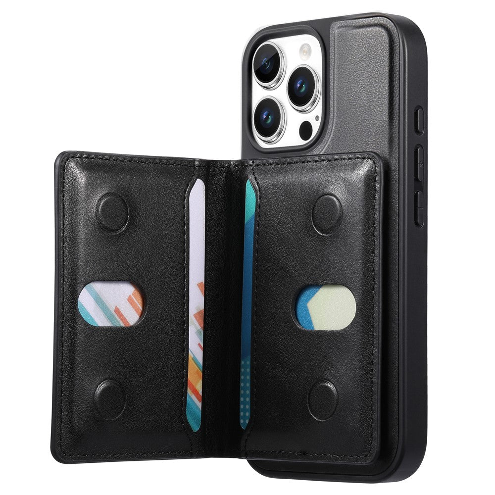 CASENEO For iPhone 16 Pro Detachable Magnetic Phone Case with Card Holder Kickstand TPU PU Leather PC Phone Cover Compatible with MagSafe