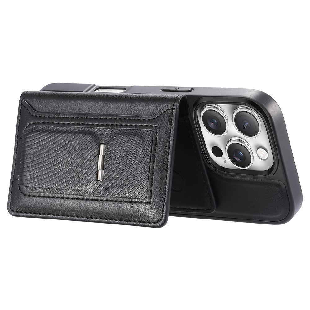CASENEO For iPhone 16 Pro Detachable Magnetic Phone Case with Card Holder Kickstand TPU PU Leather PC Phone Cover Compatible with MagSafe