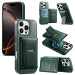 CASENEO For iPhone 16 Pro Detachable Magnetic Phone Case with Card Holder Kickstand TPU PU Leather PC Phone Cover Compatible with MagSafe