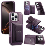 CASENEO For iPhone 16 Pro Detachable Magnetic Phone Case with Card Holder Kickstand TPU PU Leather PC Phone Cover Compatible with MagSafe