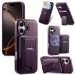 CASENEO For iPhone 17 Case with Foldable Kickstand TPU PU Leather PC Card Bag Magnetic Phone Cover Compatible with MagSafe