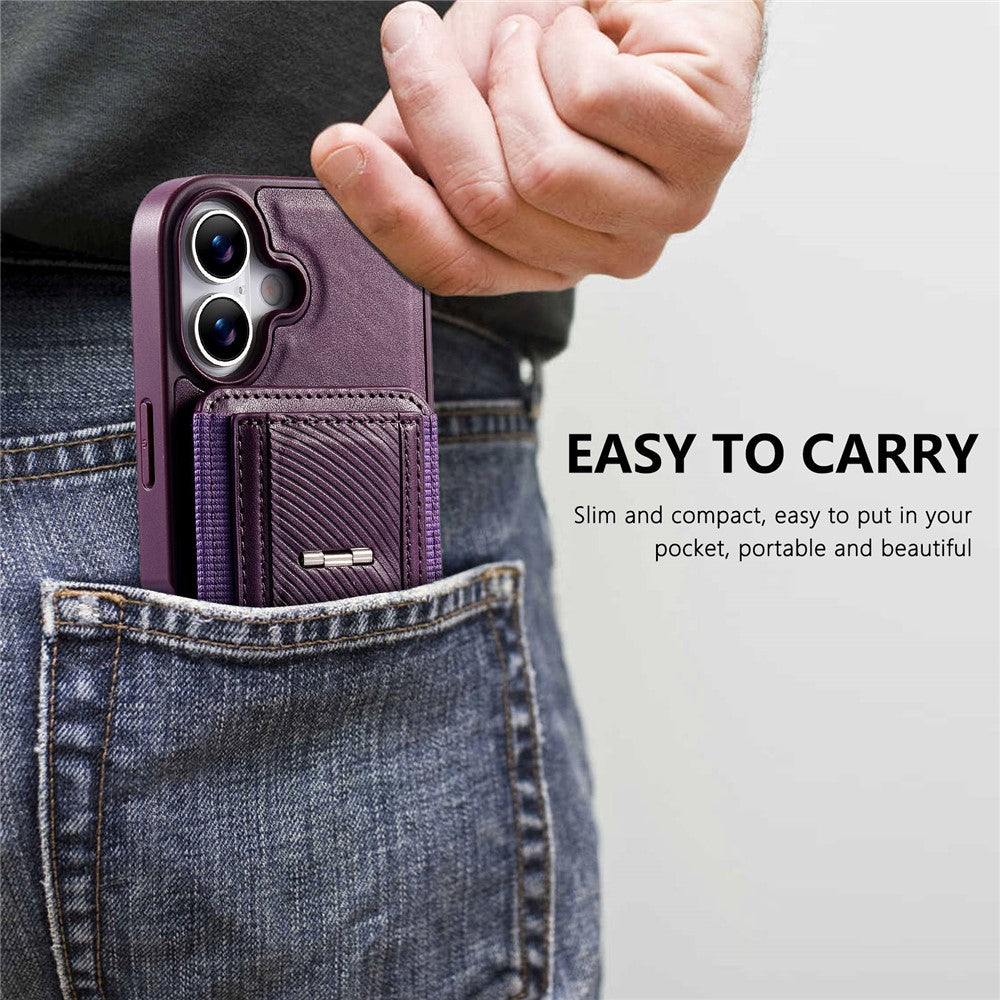 CASENEO For iPhone 17 Case with Foldable Kickstand TPU PU Leather PC Card Bag Magnetic Phone Cover Compatible with MagSafe