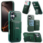 CASENEO For iPhone 17 Case with Foldable Kickstand TPU PU Leather PC Card Bag Magnetic Phone Cover Compatible with MagSafe
