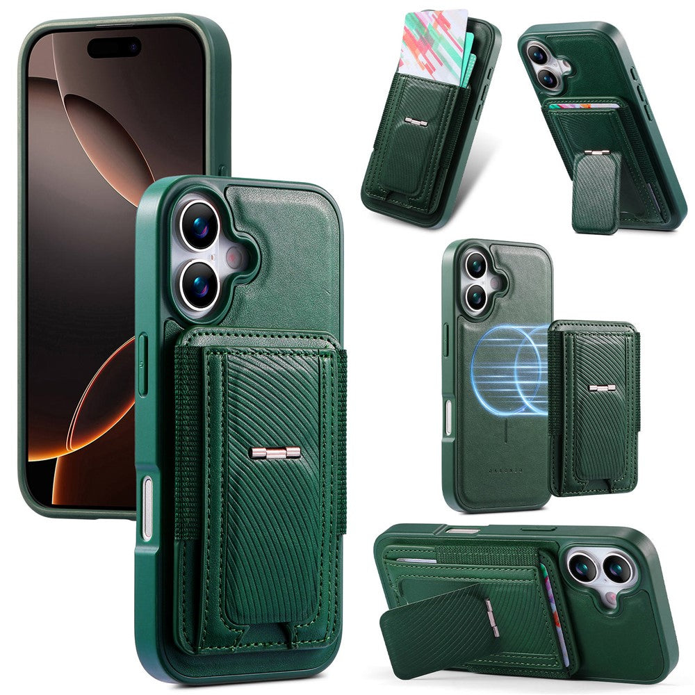 CASENEO For iPhone 17 Case with Foldable Kickstand TPU PU Leather PC Card Bag Magnetic Phone Cover Compatible with MagSafe