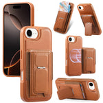 CASENEO For iPhone 17e / 16e Case with Foldable Kickstand TPU PU Leather PC Card Bag Magnetic Phone Cover  Compatible with MagSafe