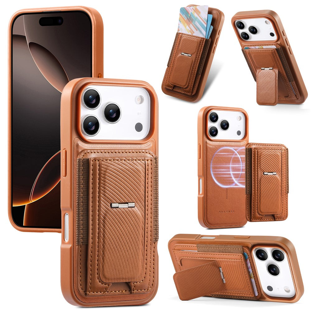 CASENEO For iPhone 18 Pro Max / 17 Pro Max Case with Foldable Kickstand TPU PU Leather PC Card Bag Magnetic Phone Cover  Compatible with MagSafe