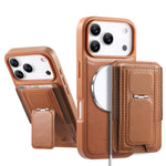 CASENEO For iPhone 18 Pro Max / 17 Pro Max Case with Foldable Kickstand TPU PU Leather PC Card Bag Magnetic Phone Cover  Compatible with MagSafe
