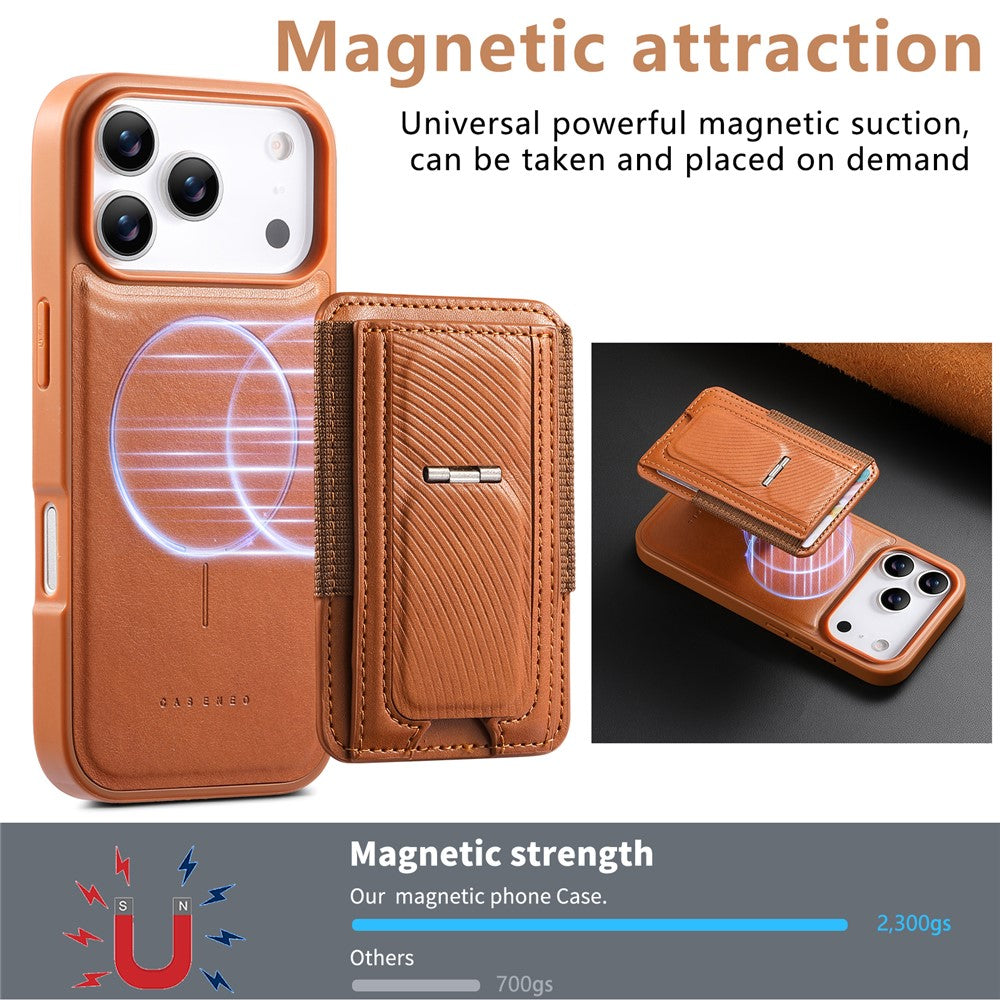 CASENEO For iPhone 18 Pro Max / 17 Pro Max Case with Foldable Kickstand TPU PU Leather PC Card Bag Magnetic Phone Cover  Compatible with MagSafe