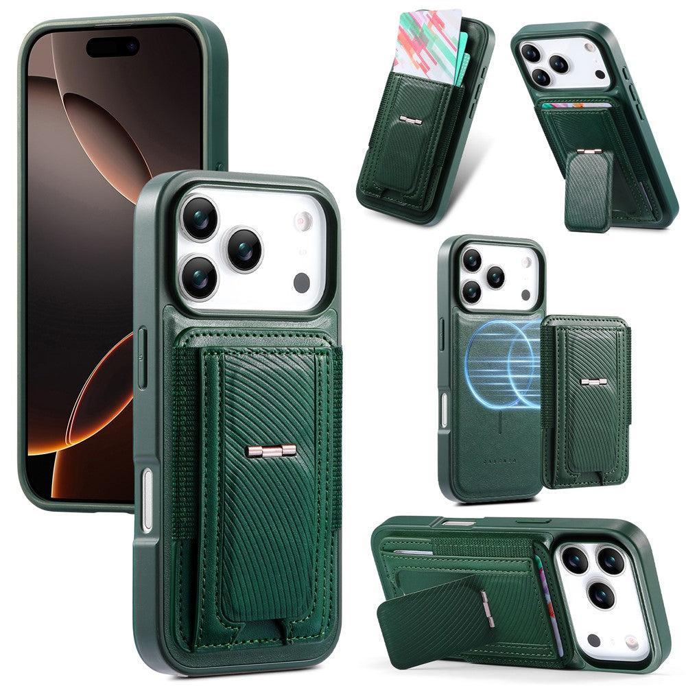 CASENEO For iPhone 18 Pro Max / 17 Pro Max Case with Foldable Kickstand TPU PU Leather PC Card Bag Magnetic Phone Cover  Compatible with MagSafe